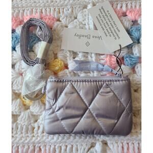 NEW Vera Bradley Ultralight Zip ID case & lanyard lavender pearl w/ladybugs